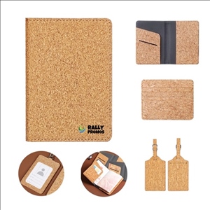 Eco-friendly Cork Set Passport Holder Luggage Tag Card Case